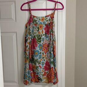En Crème Floral Spaghetti Strap Dress in White & Multicolor